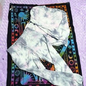 Tie dye purple grey and white matching pants and top for kids size 11-12